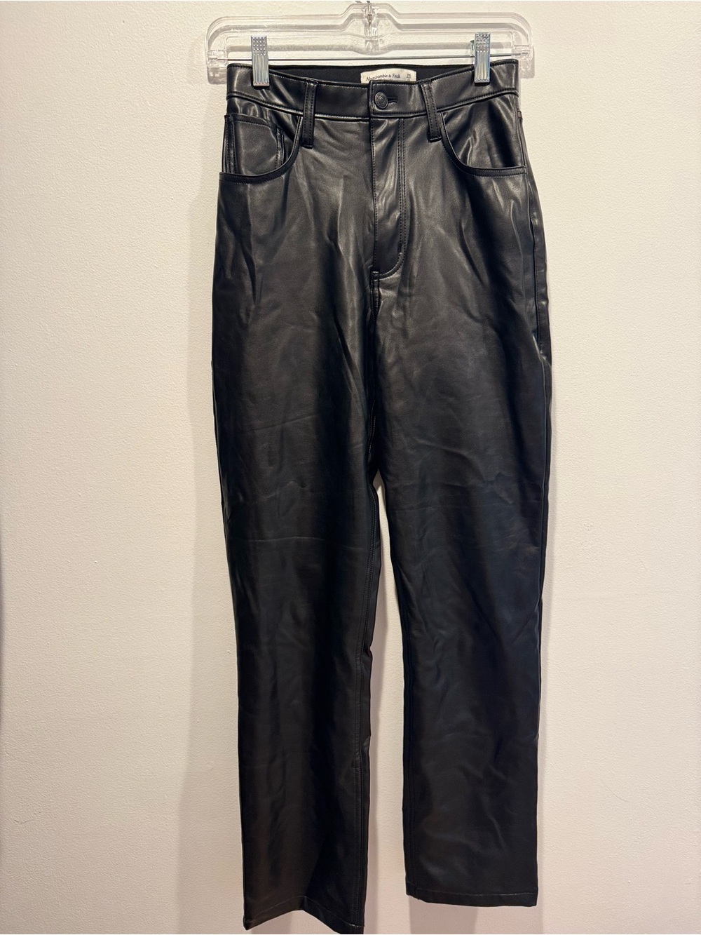 Abercrombie & Fitch Curve Love High Rise Vegan Leather Pants - Picture 1 of 5